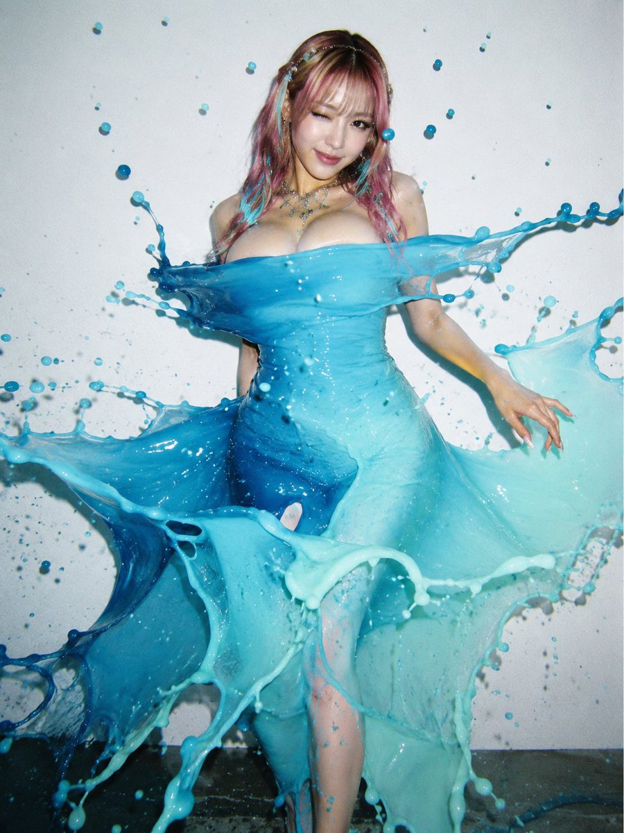 Pink Liquid Dress Fashion Editorial example 3
