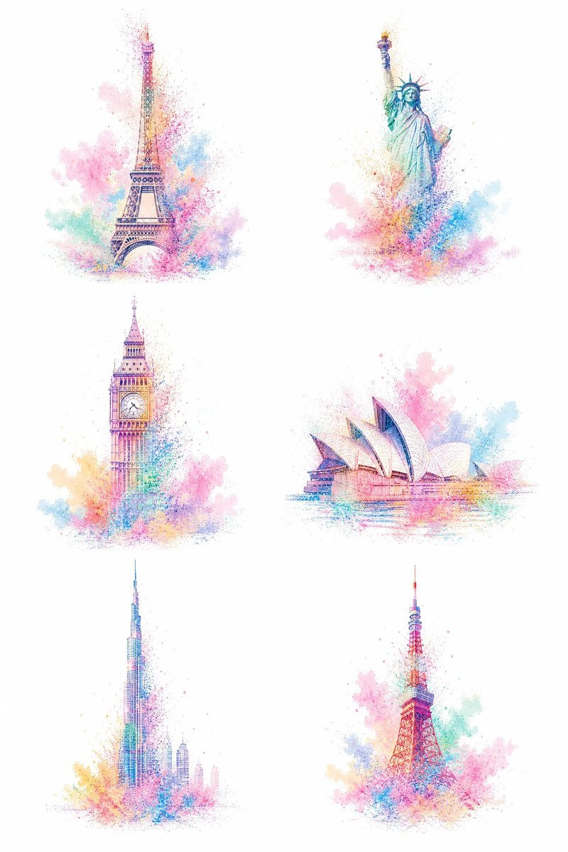 Pastel Dust World Landmarks