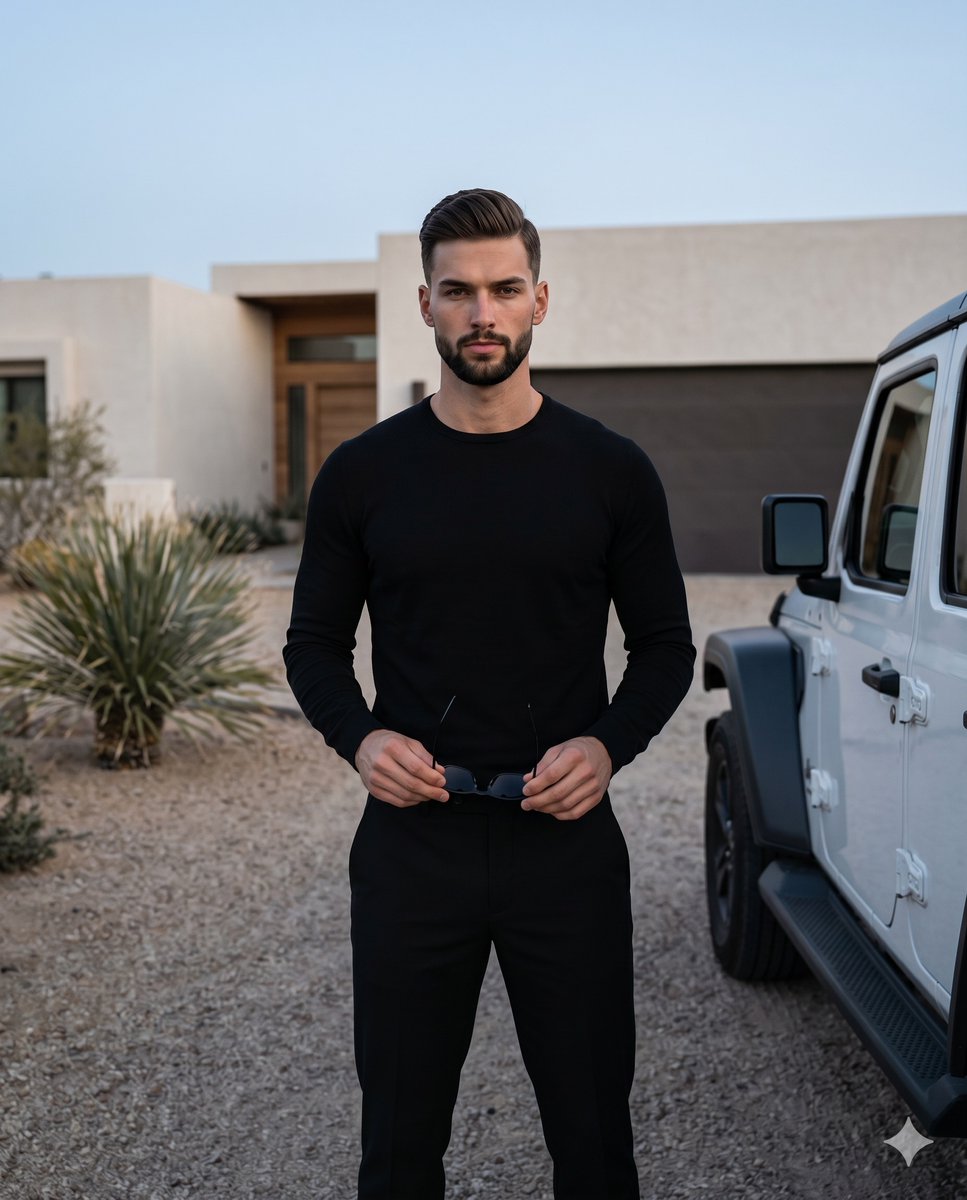 Sample output image for Minimalist Desert Lifestyle Car Portrait