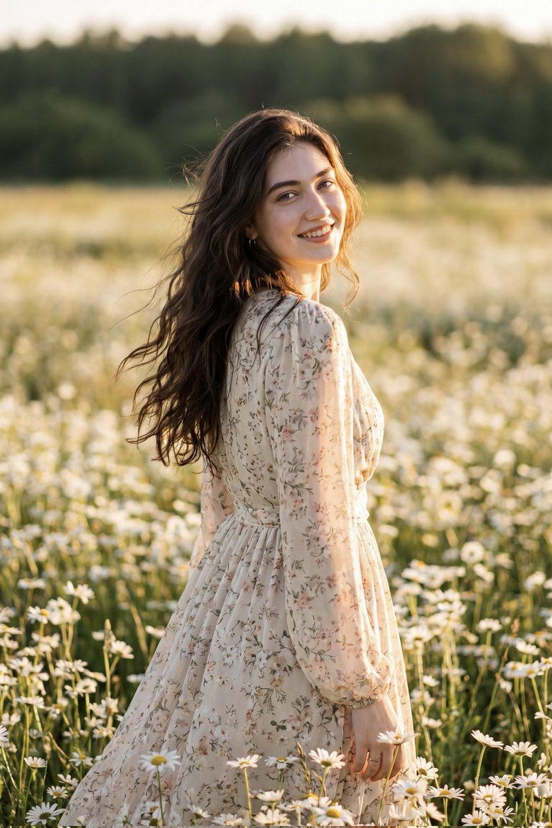 Sample output image for Golden Hour Daisy Field Portrait
