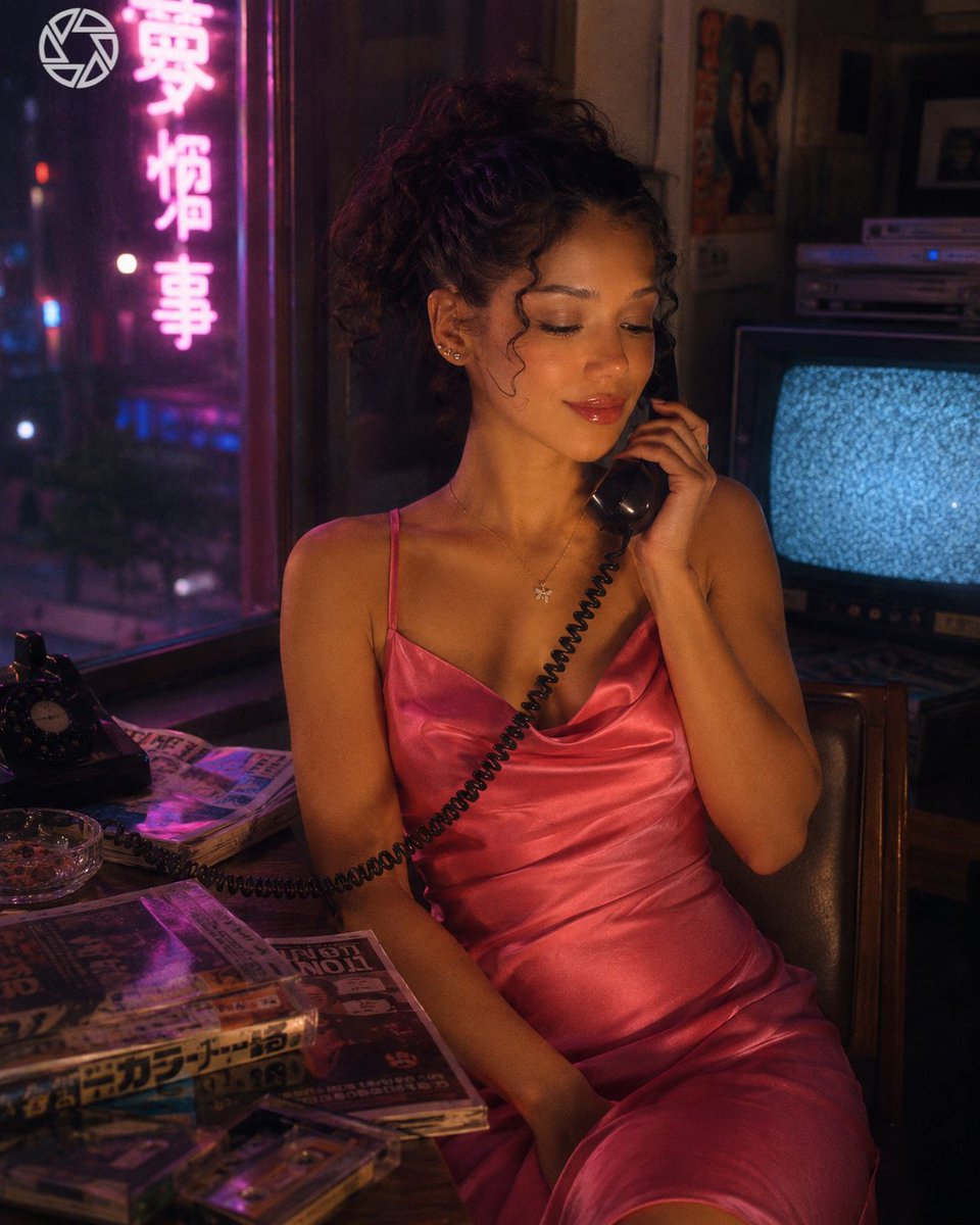 Retro Neon Night Phone Portrait