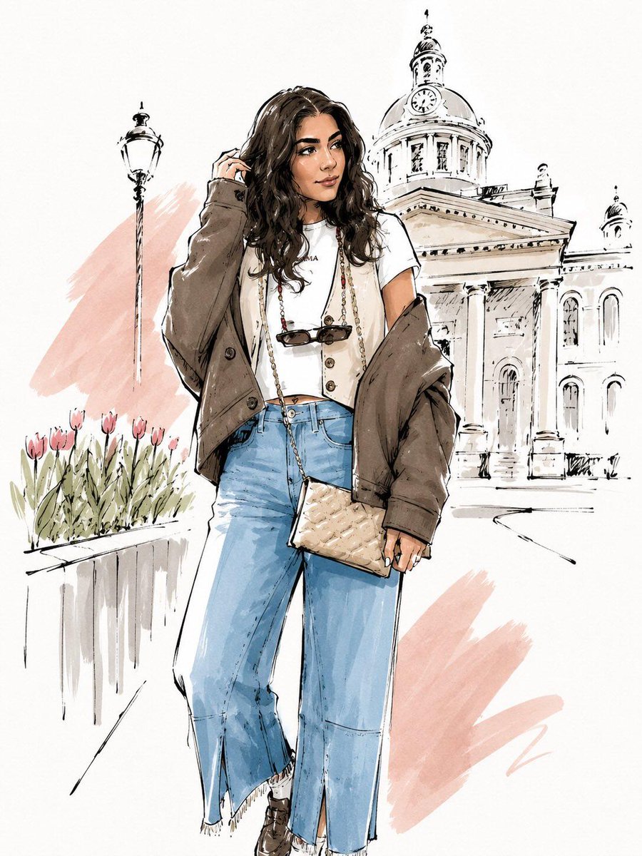 Watercolor Fashion Travel Illustration example 2