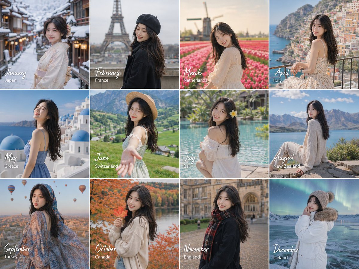 12-Month Travel Memory Grid