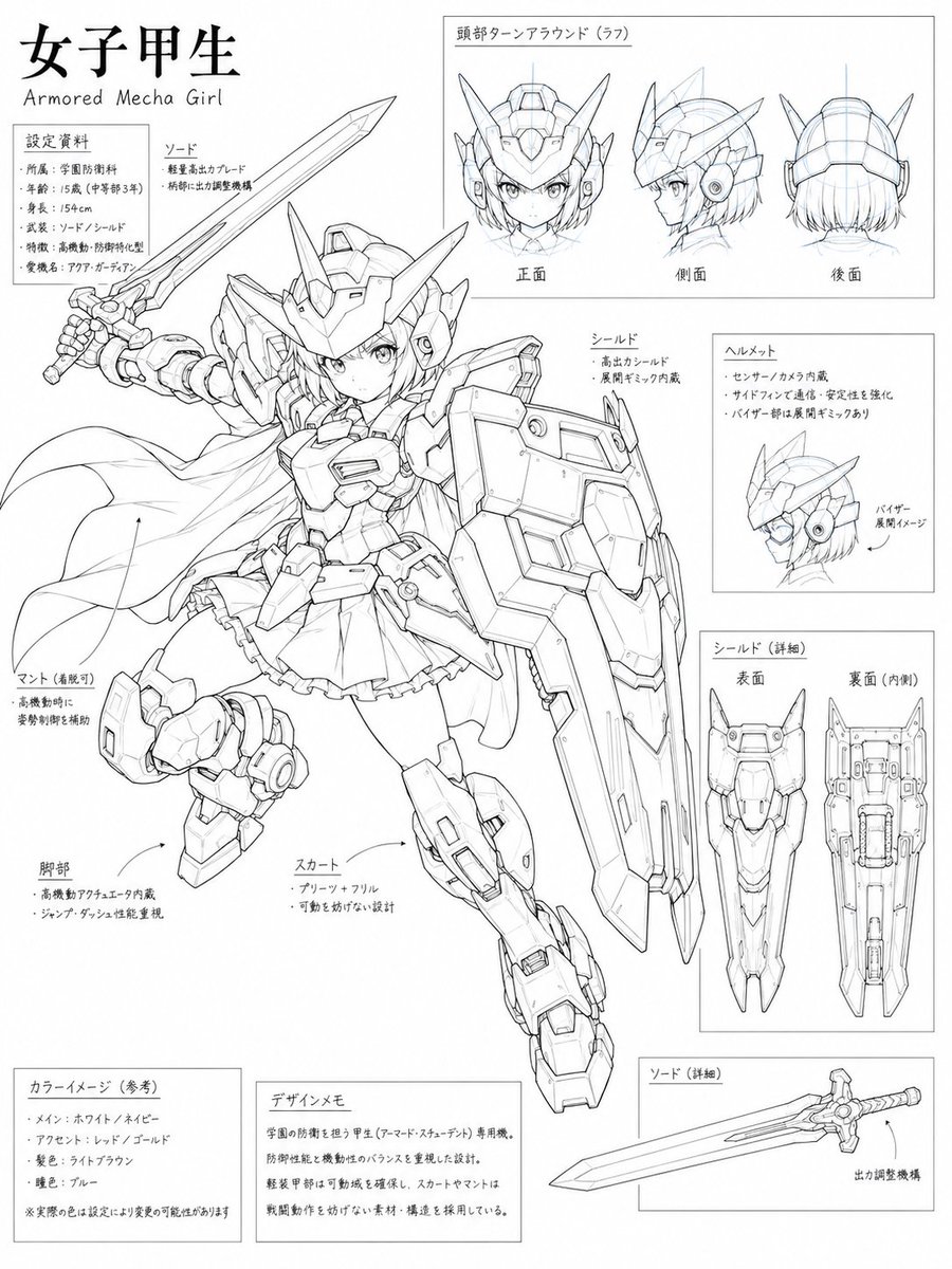 Mecha Girl Figure Product Render reference image 1