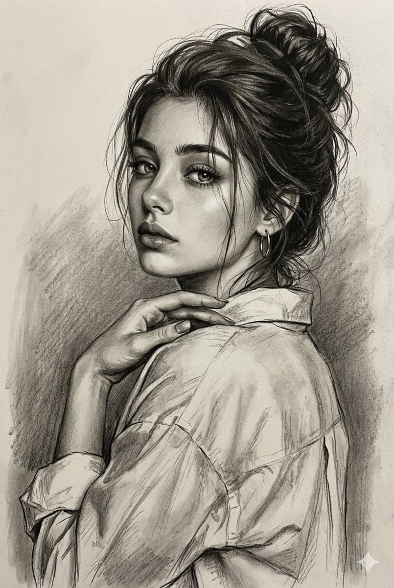 Estudio de retrato en técnica mixta