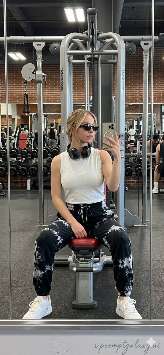 Sample output image for Realistic Gym Mirror Selfie