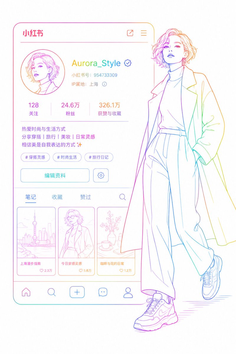 Social Media Profile Neon Line Art example 2