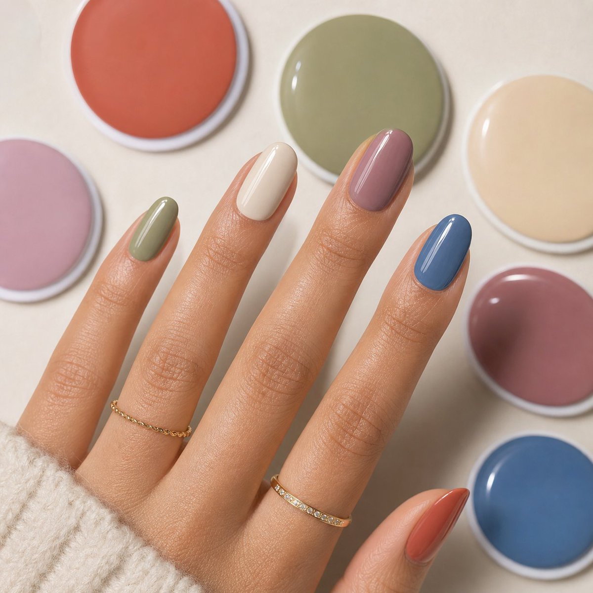 E-commerce Main Image - Muted Pastel Acrylic Nail Set - Image 1