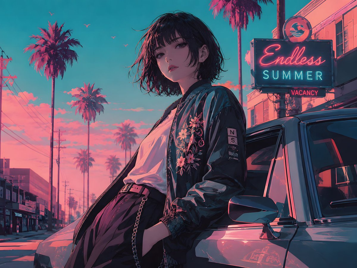 Retro Anime Endless Summer Street