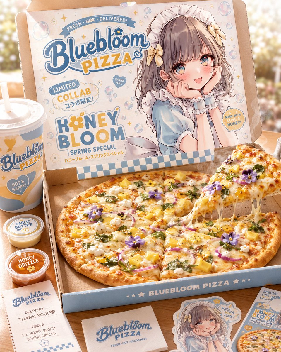 Sunny Slice Anime Pizza Collab Ad example 2
