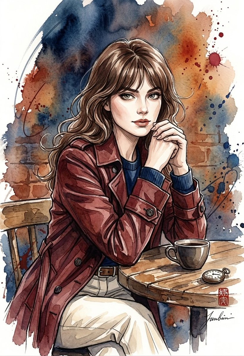 Sample output image for Watercolor Urban Street Illustration