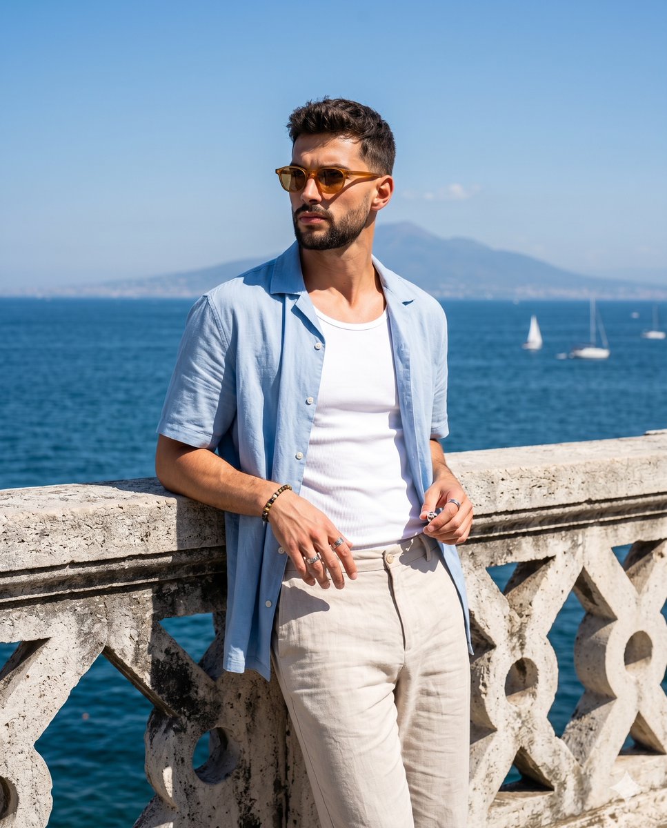 Sample output image for Mediterranean Summer Male Lifestyle Portrait