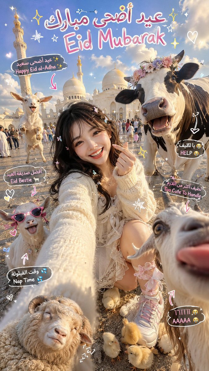 Chaotic Eid Selfie with Animals