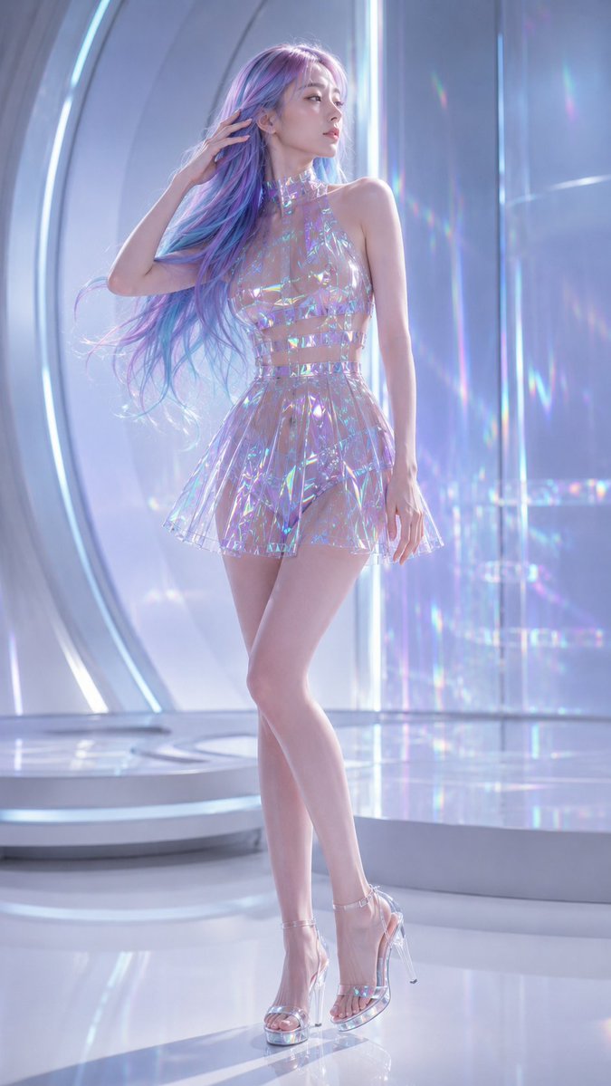 Futuristic Holographic Fashion Portrait example 3