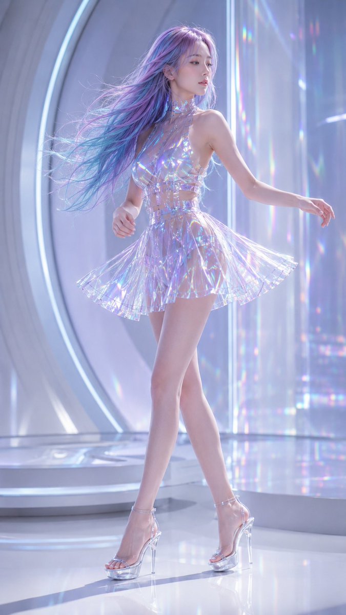 Futuristic Holographic Fashion Portrait example 4