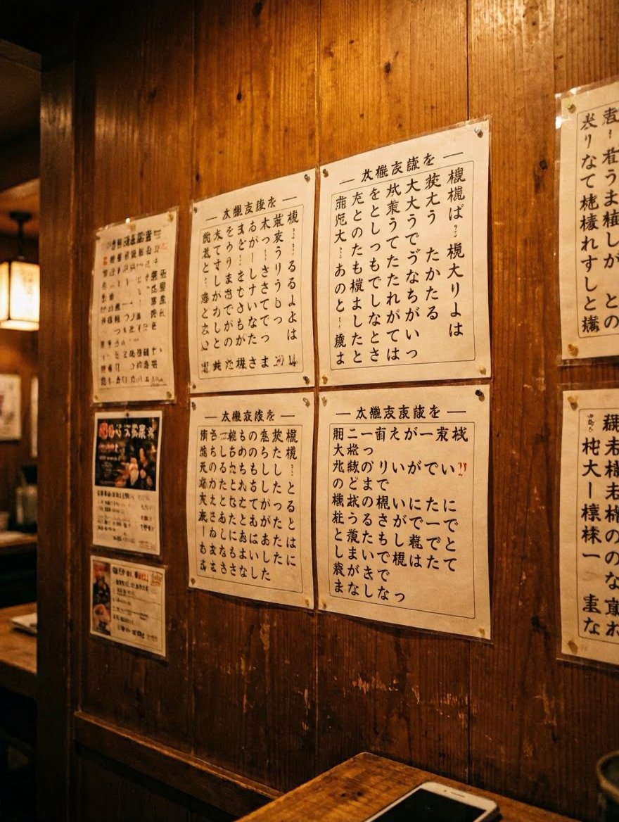 Izakaya Wall Menu Transformation reference image 1