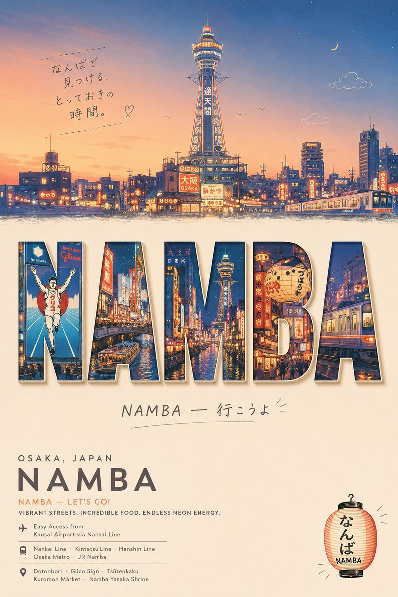 Retro Namba Osaka Travel Poster example 2