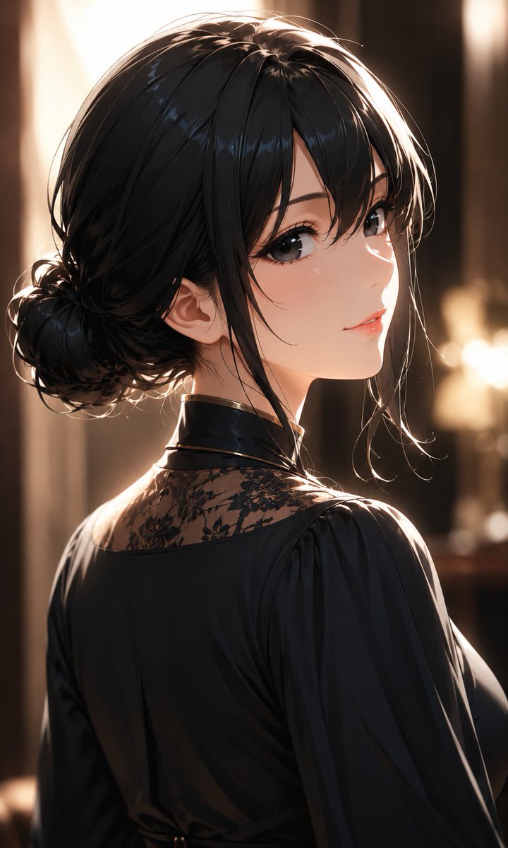Elegant Backlit Anime Woman Portrait