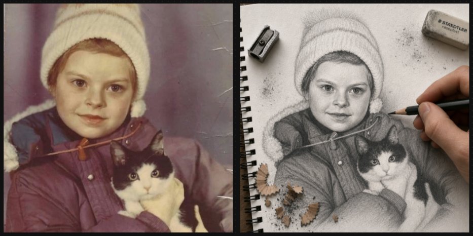 Vintage Photo to Graphite Sketch