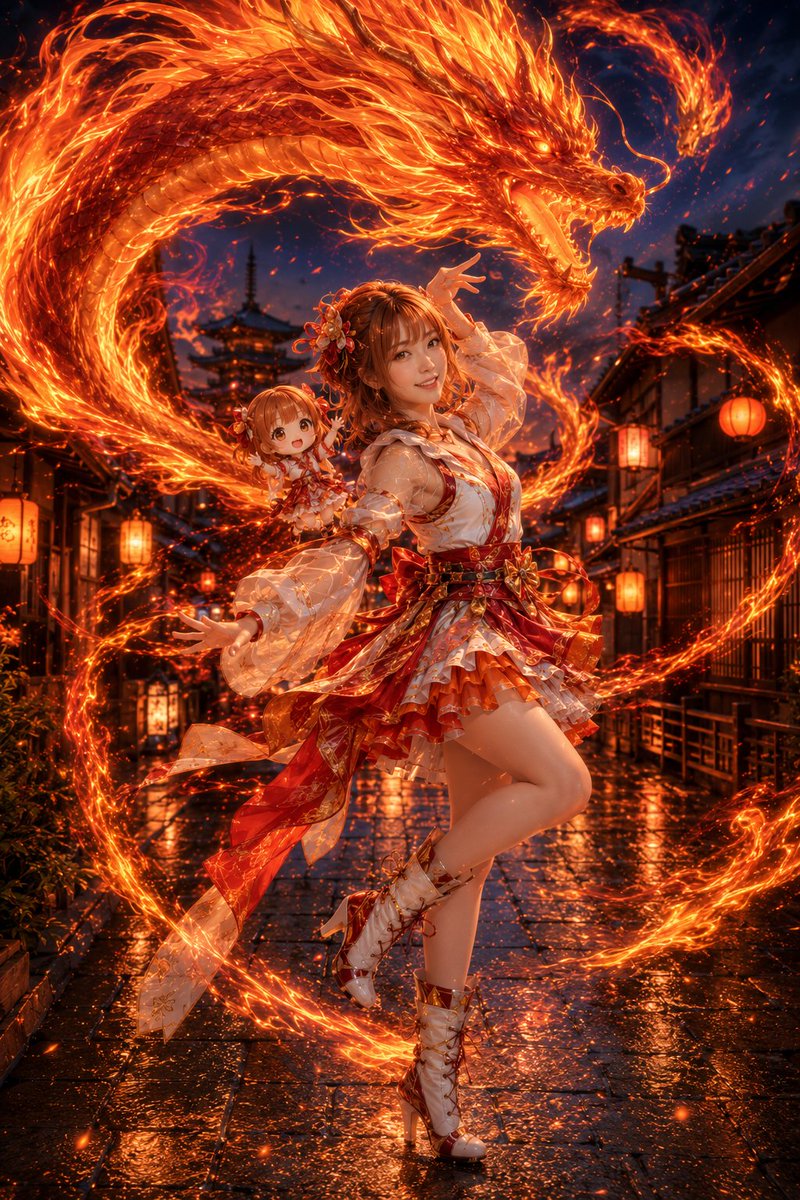 Fire Dragon Magic Girl in Old Kyoto