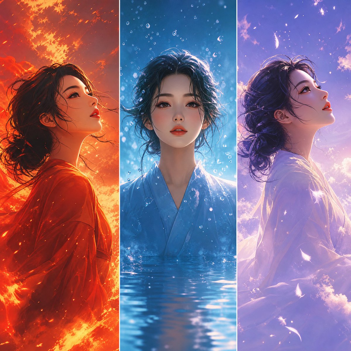 Elemental Worlds Triptych Artwork