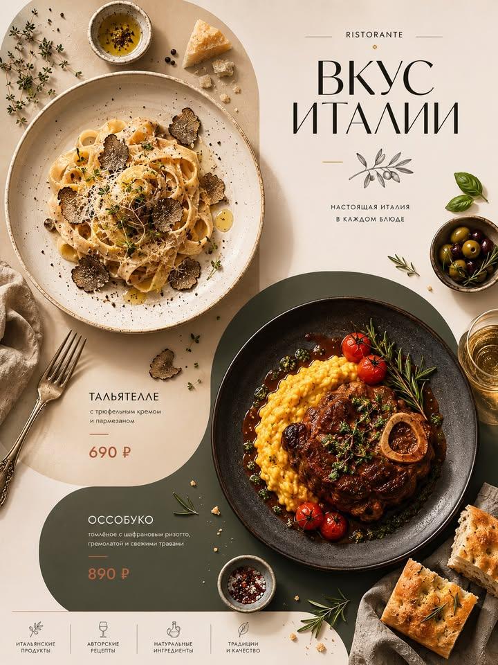 Italian Cuisine Food Editorial Poster example 2