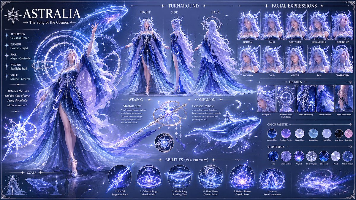 1️⃣character prompt:

Create a highly detailed fan