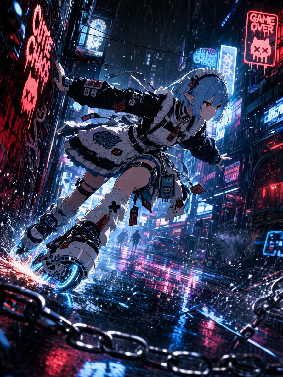 Cyberpunk Elf Rollerblader