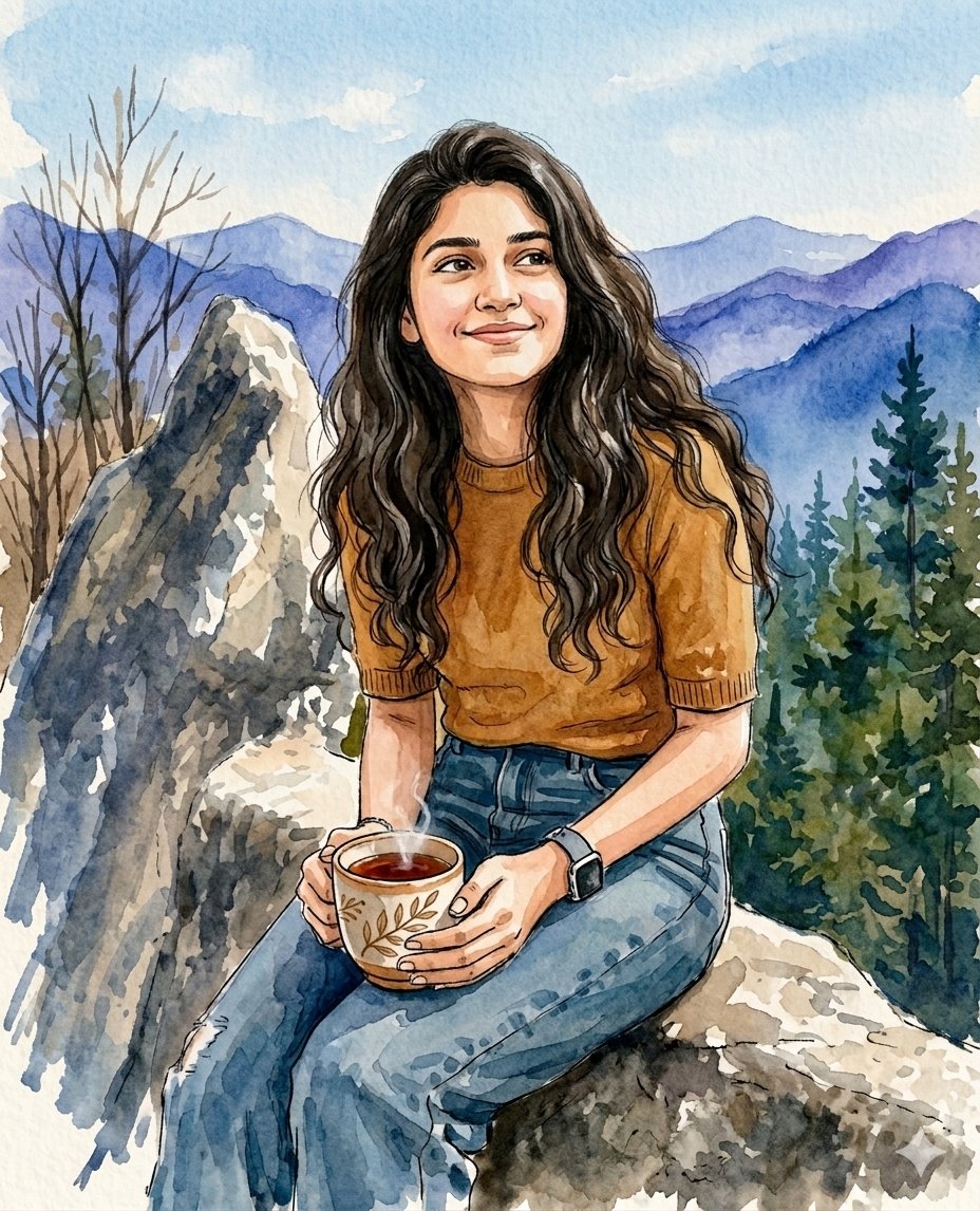Sample output image for Mountain Overlook Watercolor Painting