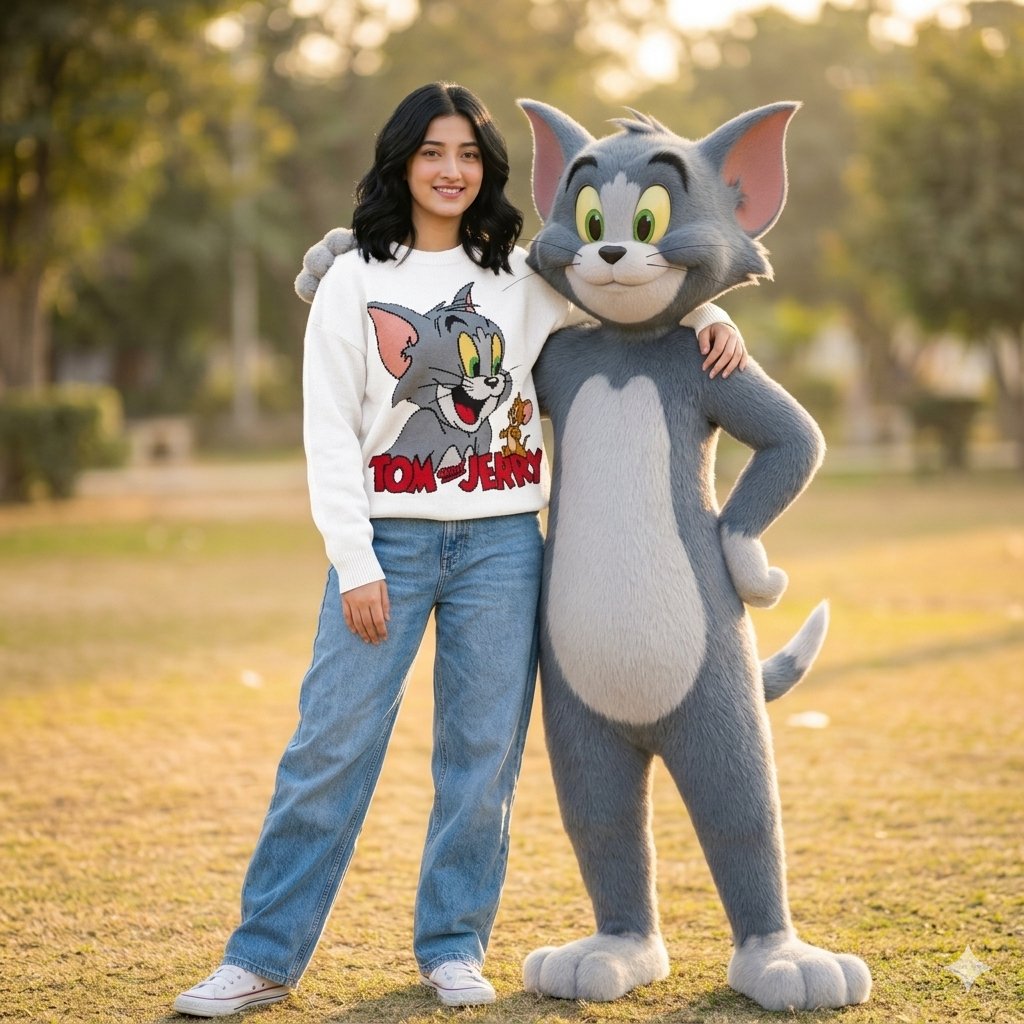 Sample output image for Fashion Photography with Cartoon Companion