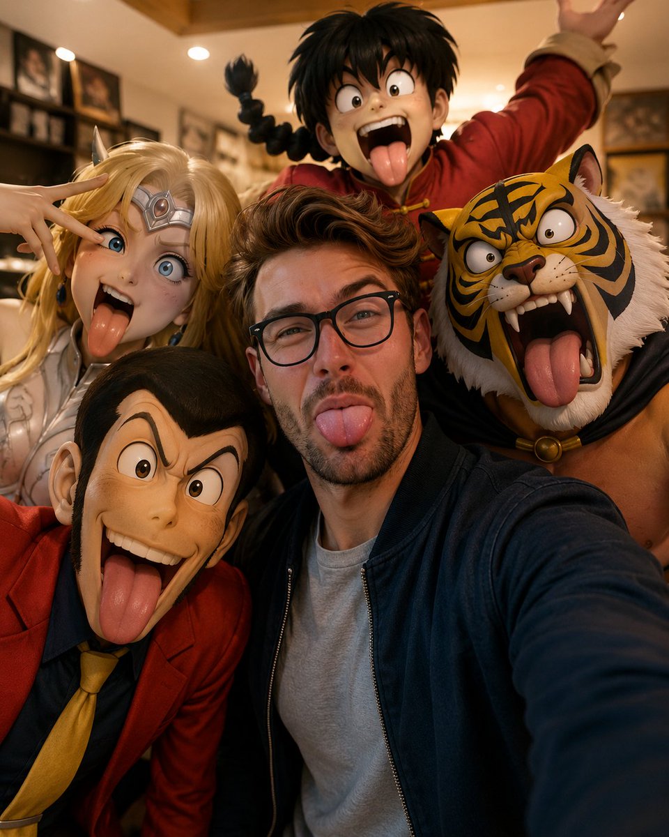 Realistic Selfie with Cartoon Characters