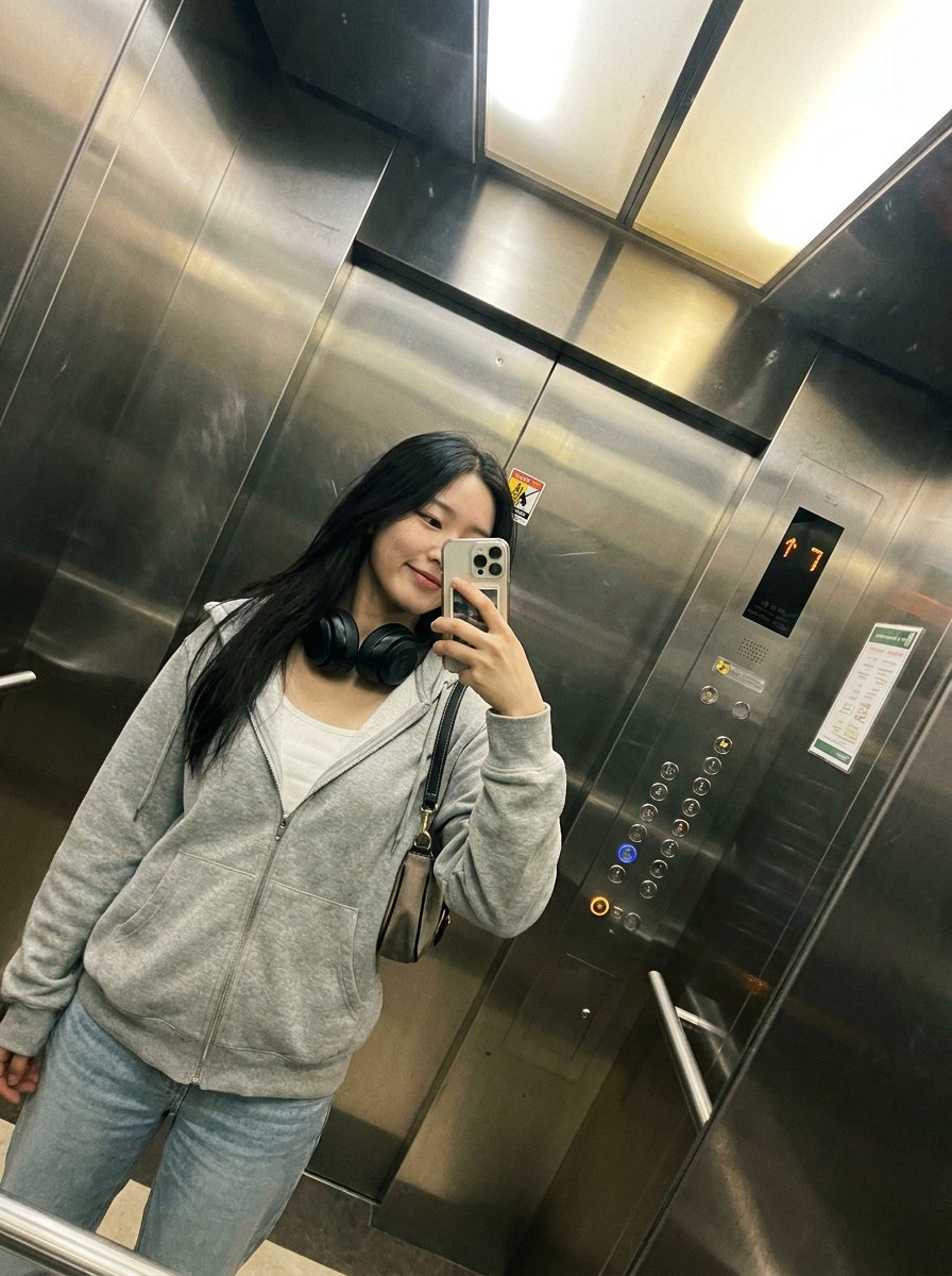 Smartphone Mirror Selfie Elevator Scene example 2