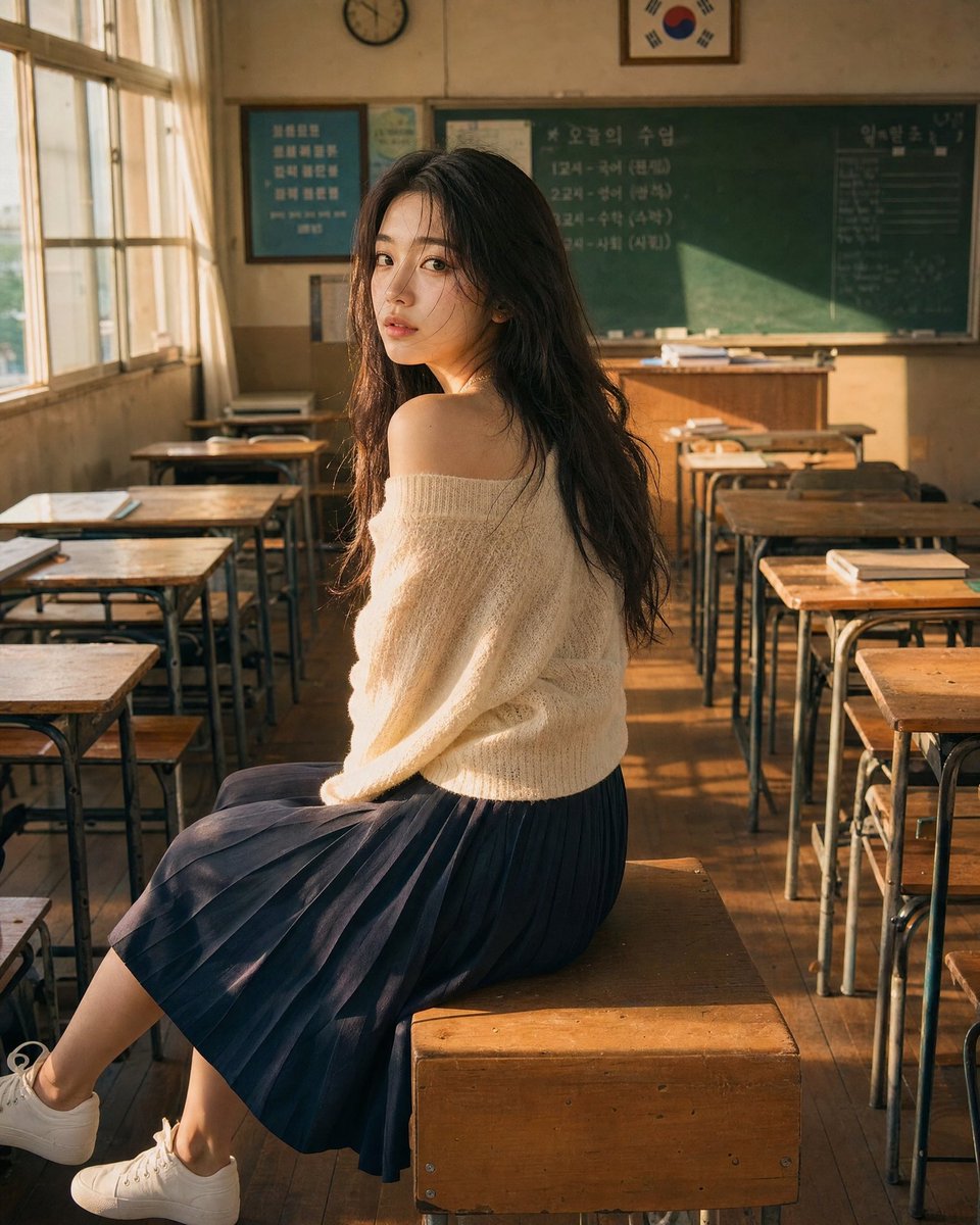 Korean Classroom Aesthetic Portrait example 2