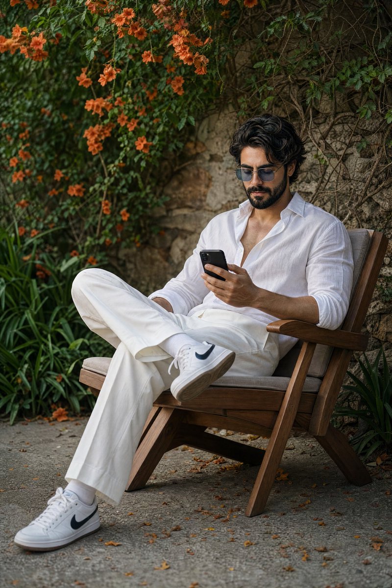 Stylish Man Garden Portrait