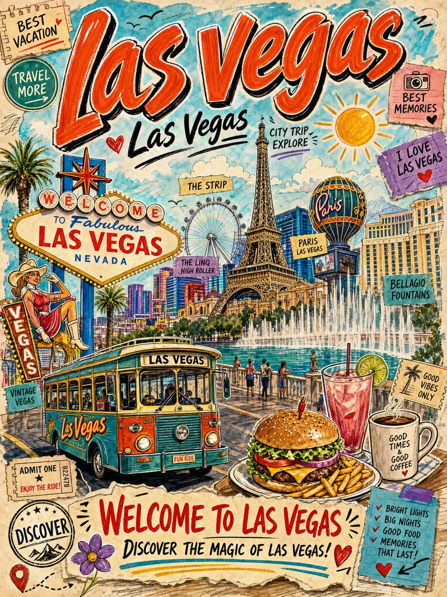 Vintage Las Vegas Travel Collage