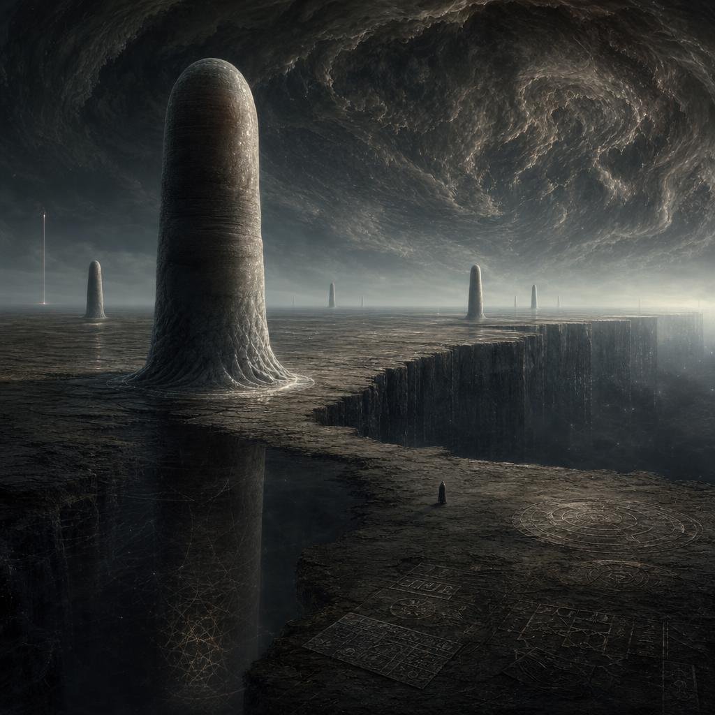 Cosmic Horror Monolith Landscape