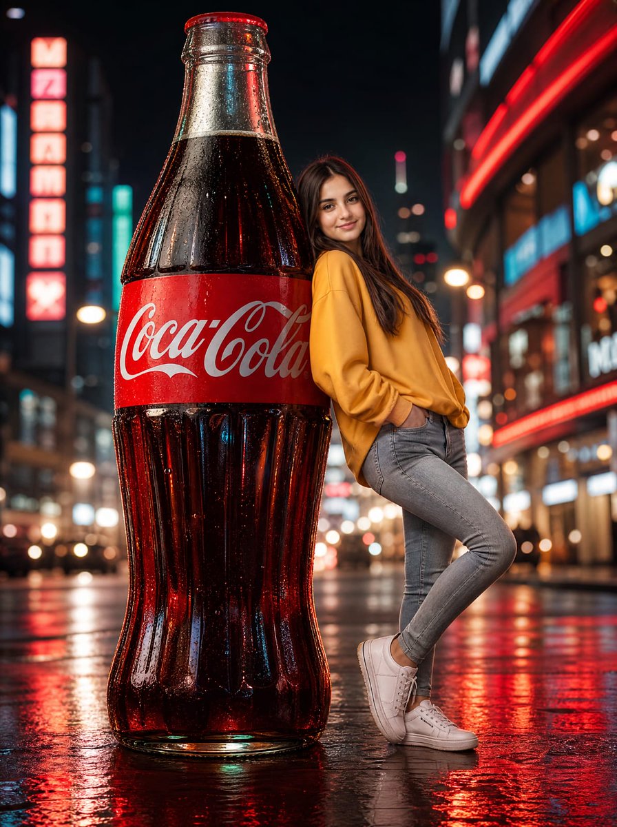 霓虹灯下的 Coca-Cola 街头肖像