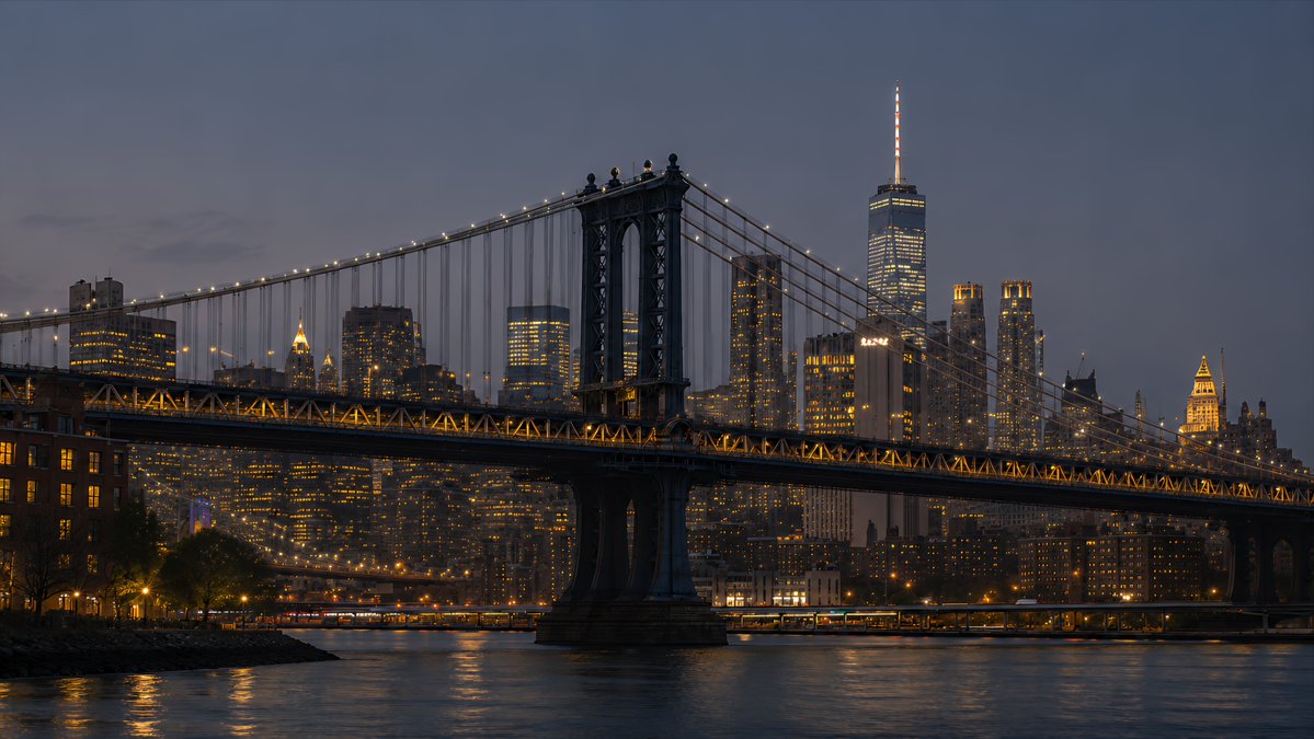 NYC Bridge Blue Hour Wallpaper