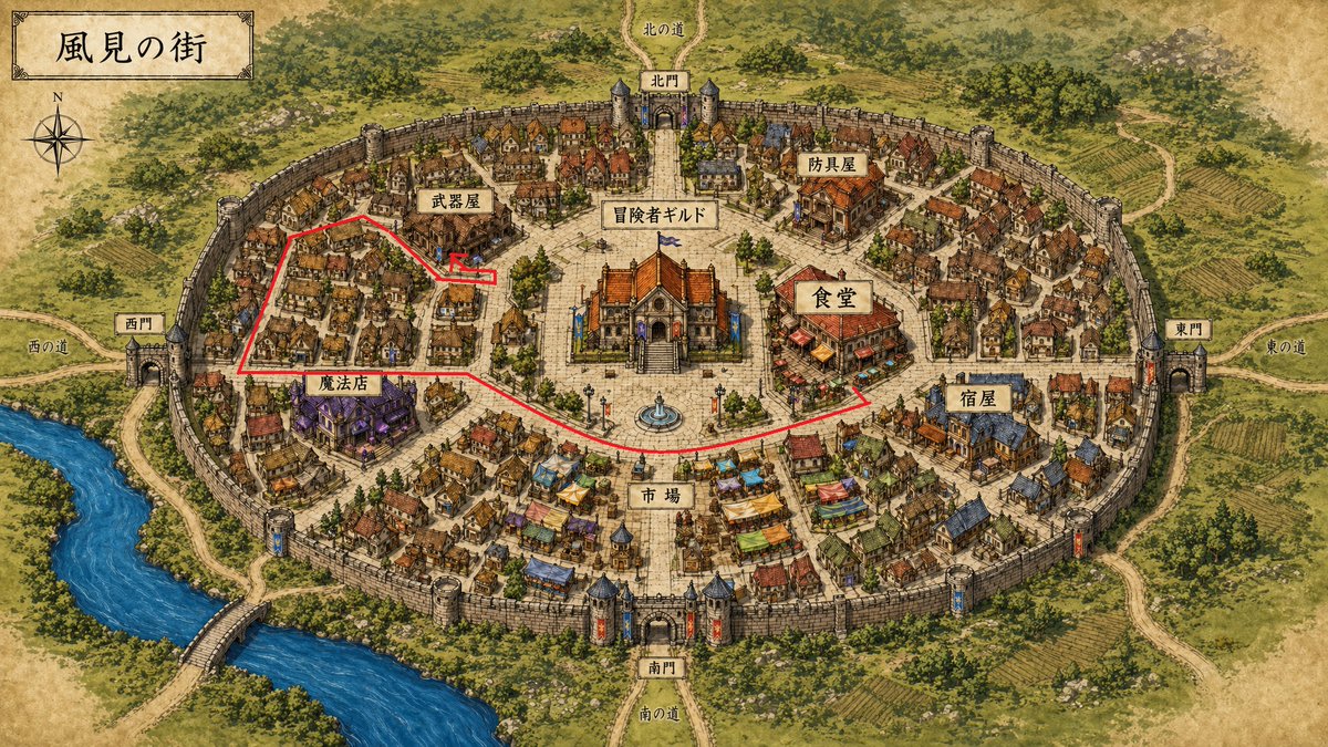 Anime Town Street Navigation