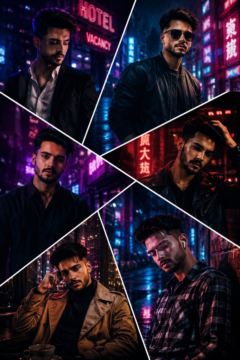 Sample output image for Cyberpunk Fashion Portrait Collage