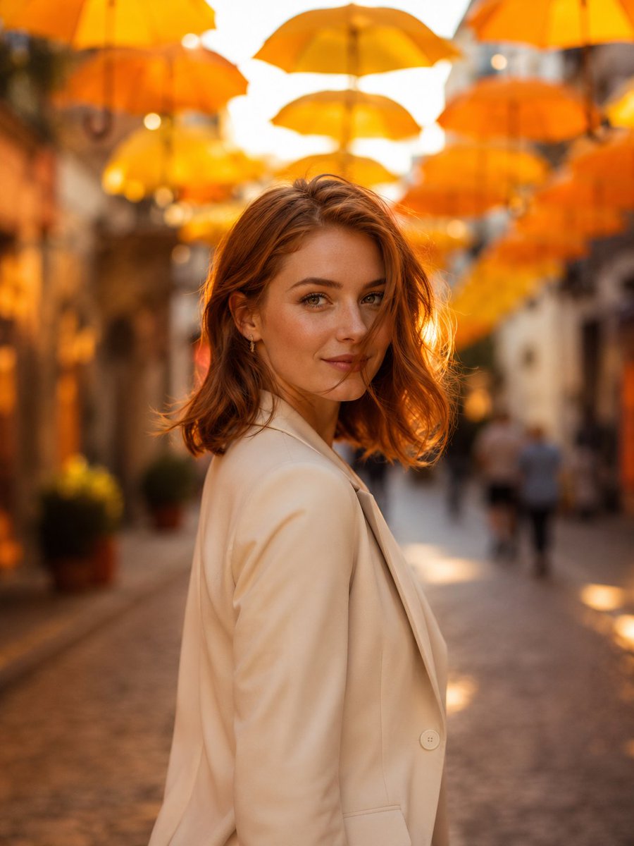 European Umbrella Street Portrait