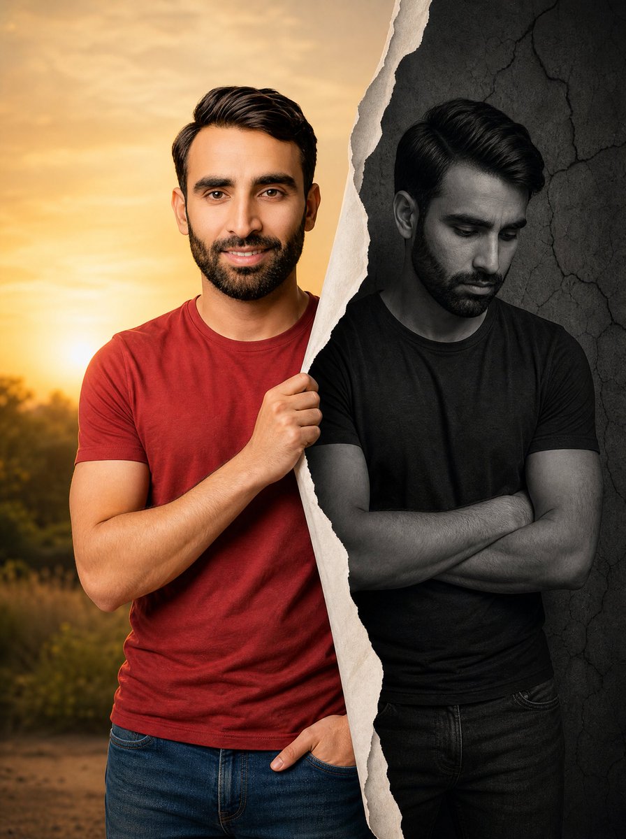 Conceptual Dual Mood Symbolic Portrait