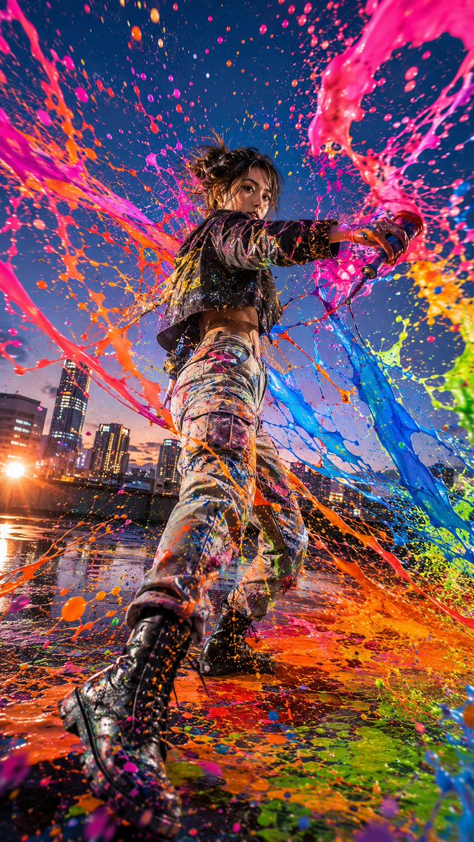 Action Artist Paint Explosion Portrait example 2