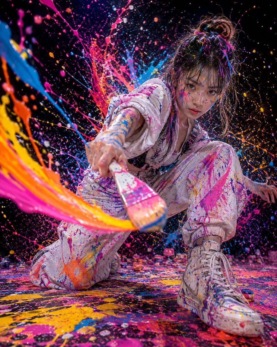Action Artist Paint Explosion Portrait example 3