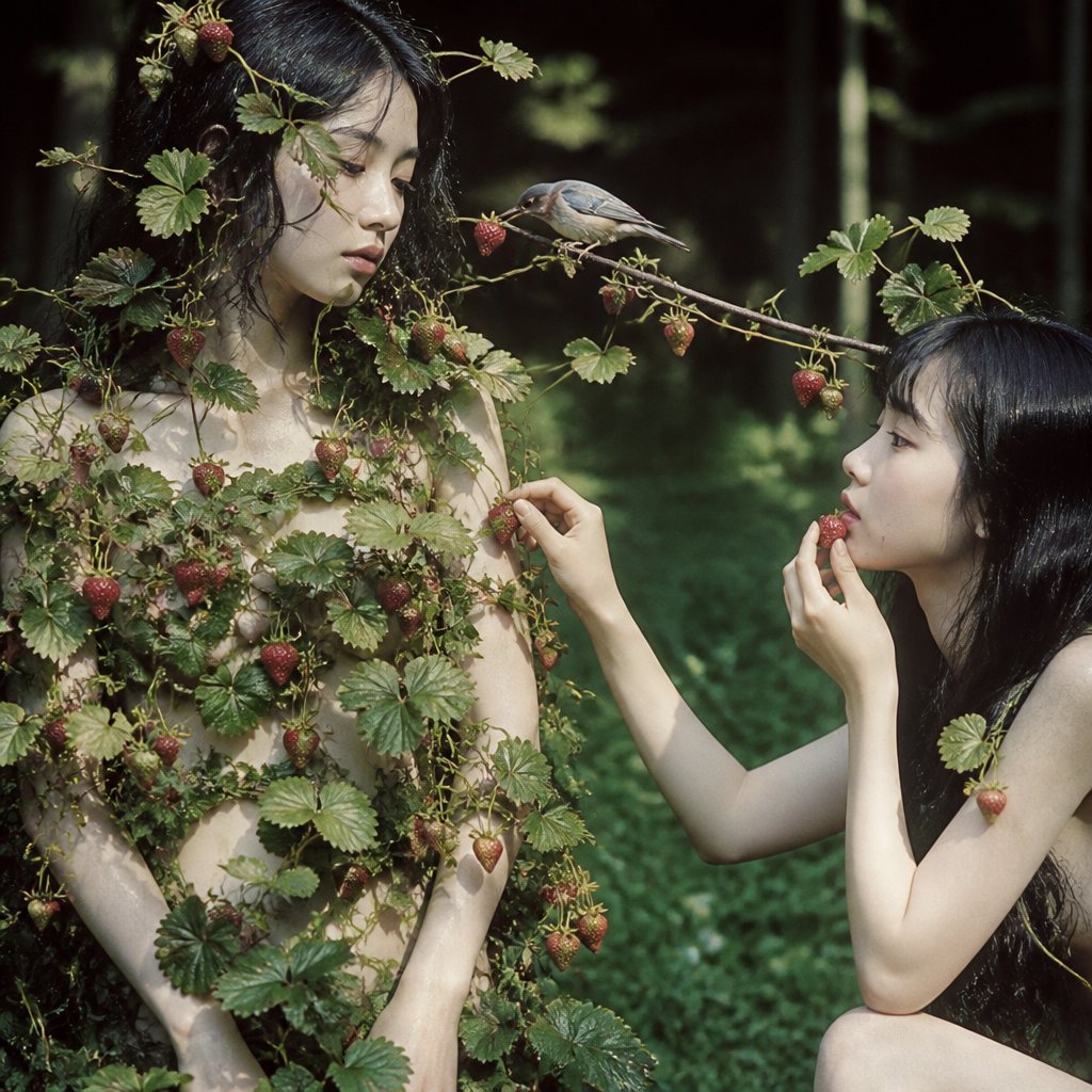 Surreal Strawberry Picking Forest