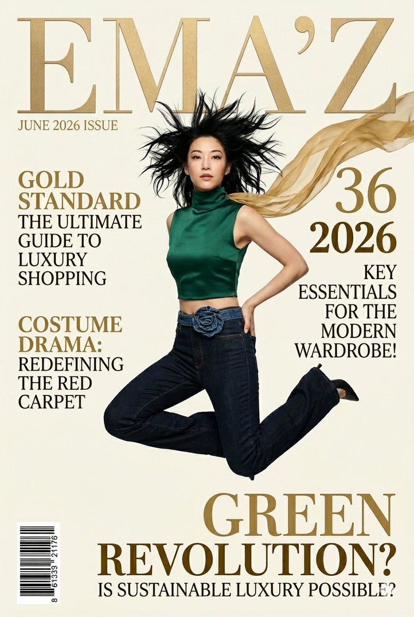 Sample output image for Emerald Green Fashion Magazine Cover