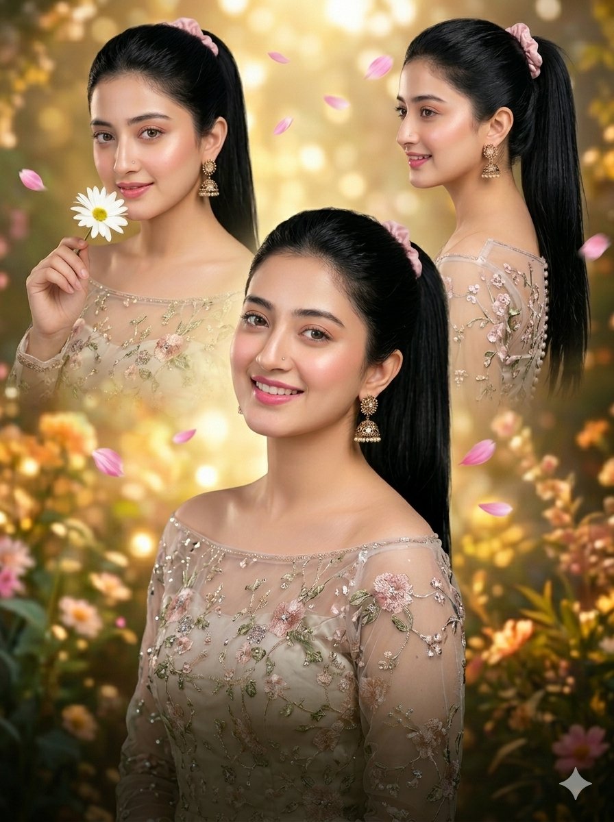Sample output image for Luxury Floral Embroidery Portrait Collage