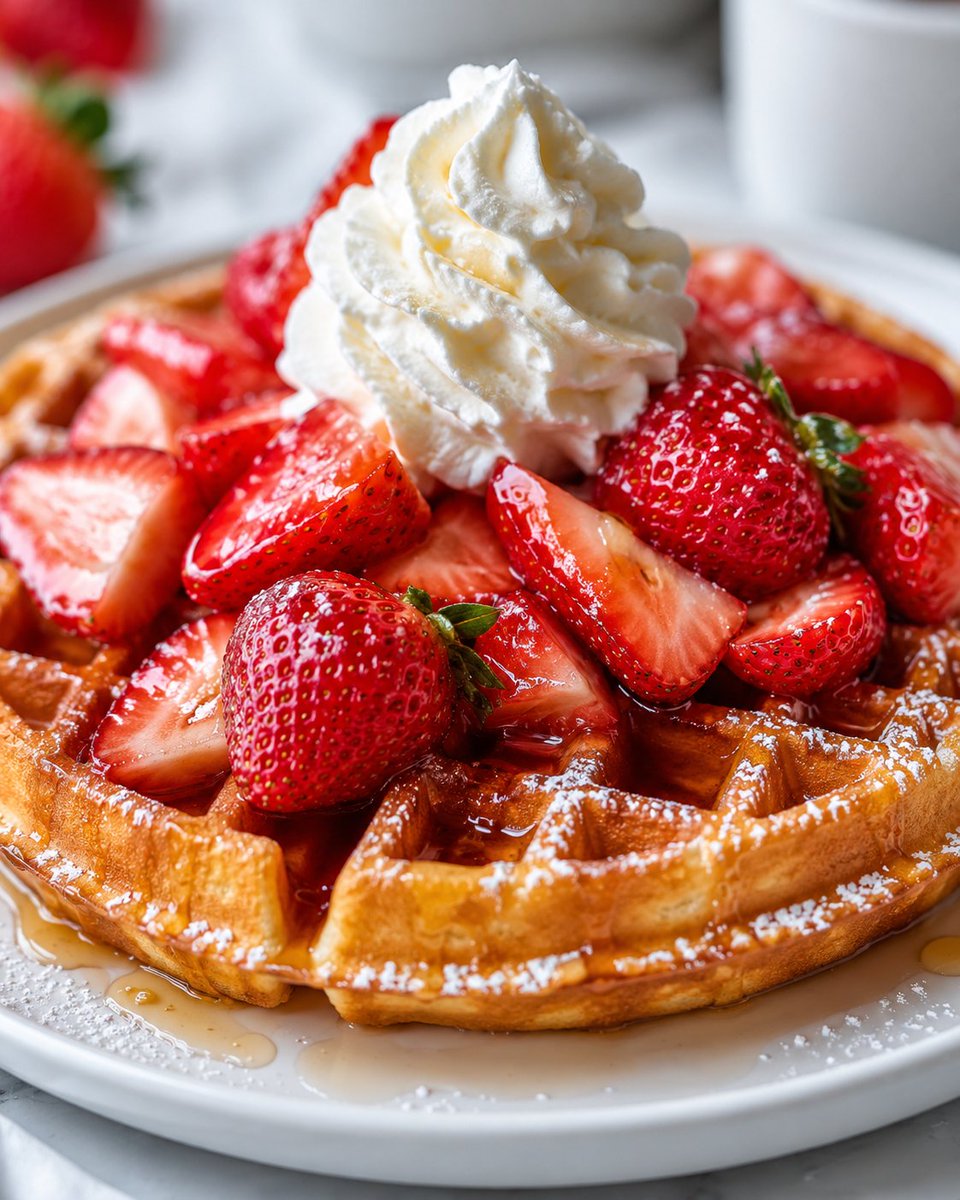 Sample output image for Appetizing Strawberry Waffle Photography