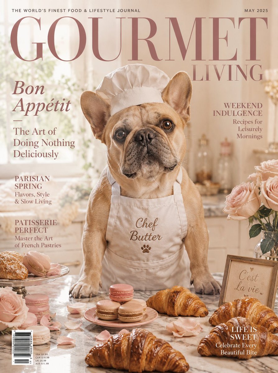 Product Marketing - French Bulldog Pastry Chef Magazine Cover - Image 1