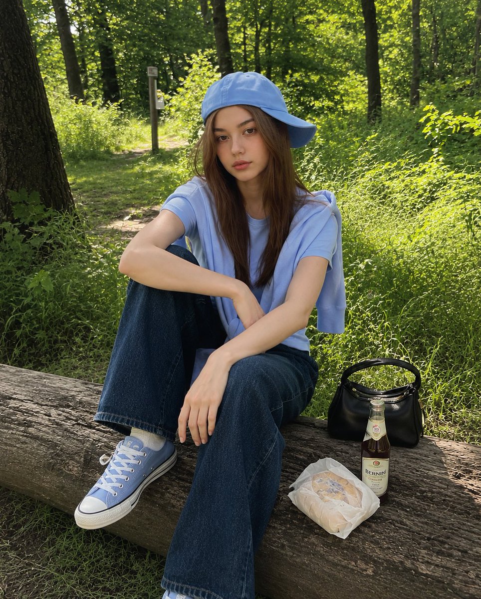 Profile / Avatar - Korean Girl Forest Picnic Portrait - Image 1